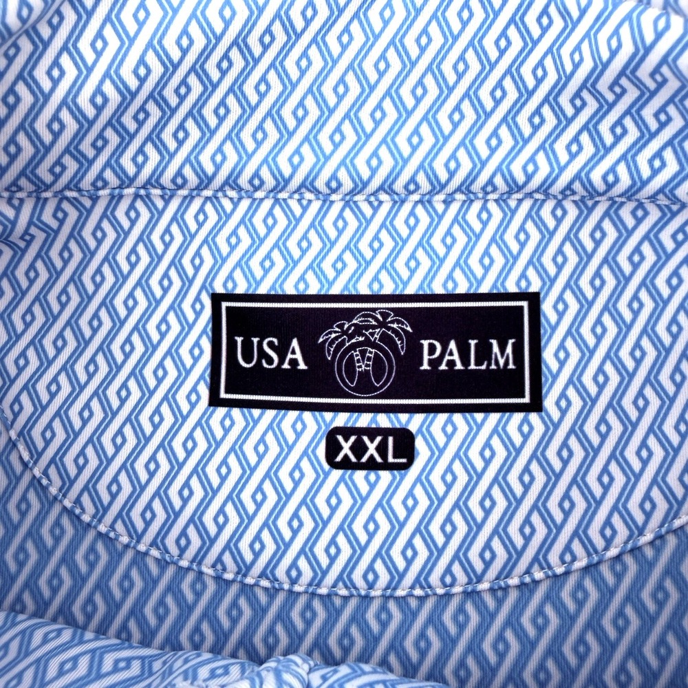 USA Palm Mens XXL 1/4 Zip Golf Pullover Light Blue Geometric Performance - Picture 6 of 12